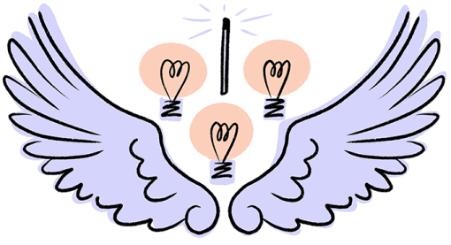 A drawing of a light bulb and feathers, symbolising the start of your visual thinking journey